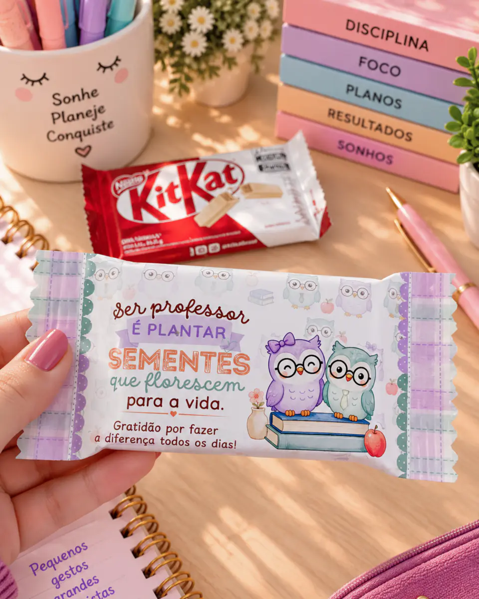 Barra de Chocolate e KitKat Corujinhas - Dia dos Professores 2026 7