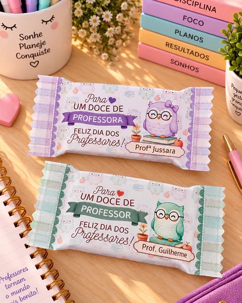 Barra de Chocolate e KitKat Corujinhas - Dia dos Professores 2026