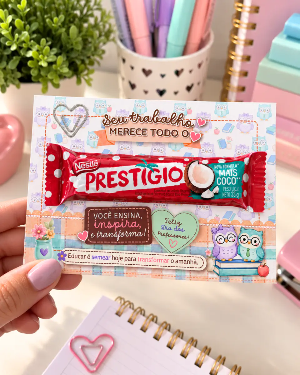 Card Chocolate Corujinhas - Dia dos Professores 2026 1