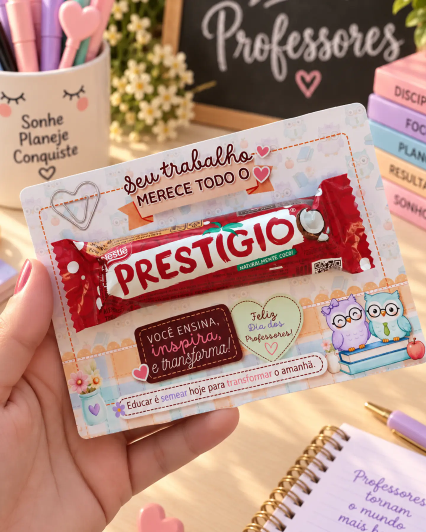 Card Chocolate Corujinhas - Dia dos Professores 2026 3