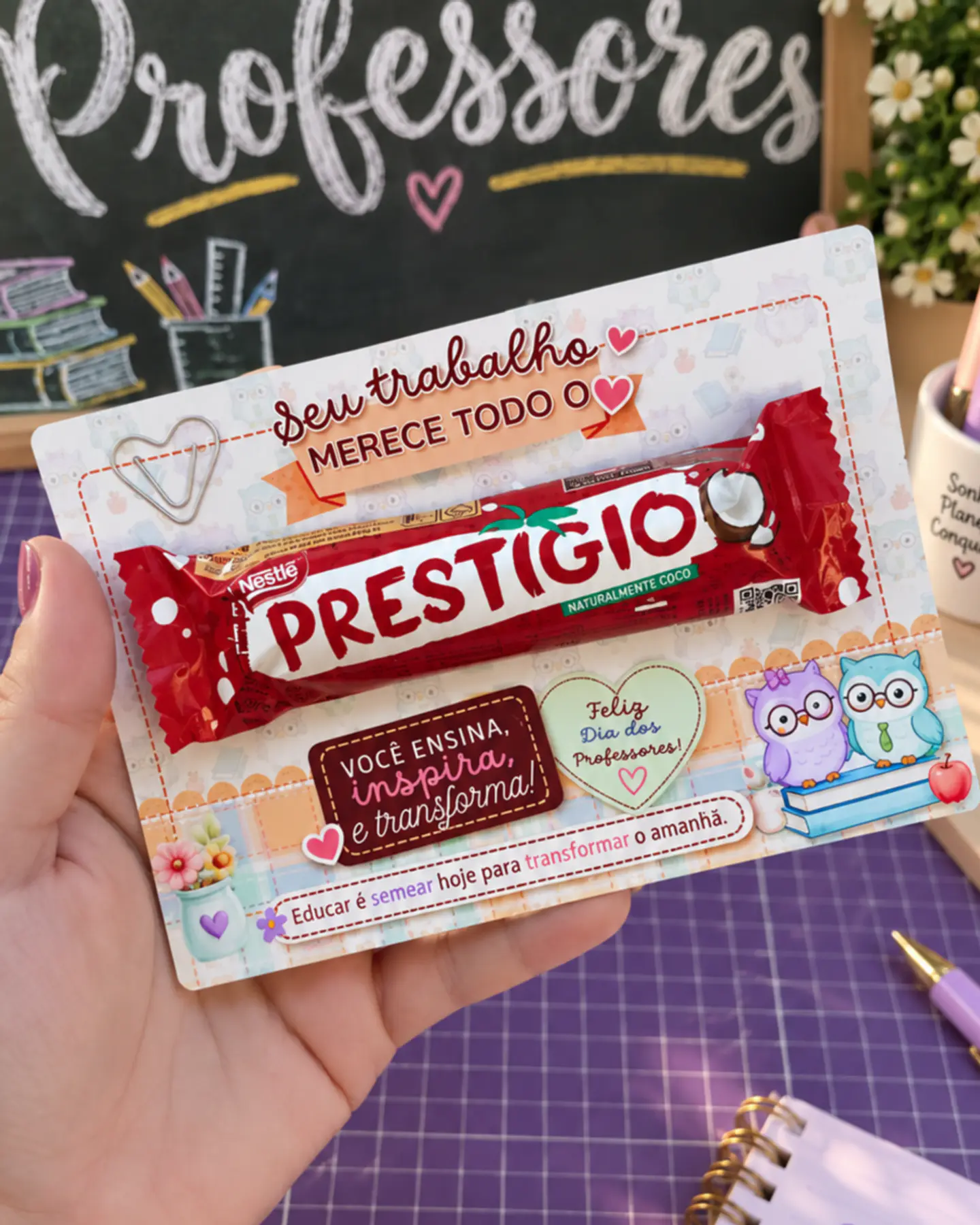 Card Chocolate Corujinhas - Dia dos Professores 2026 5