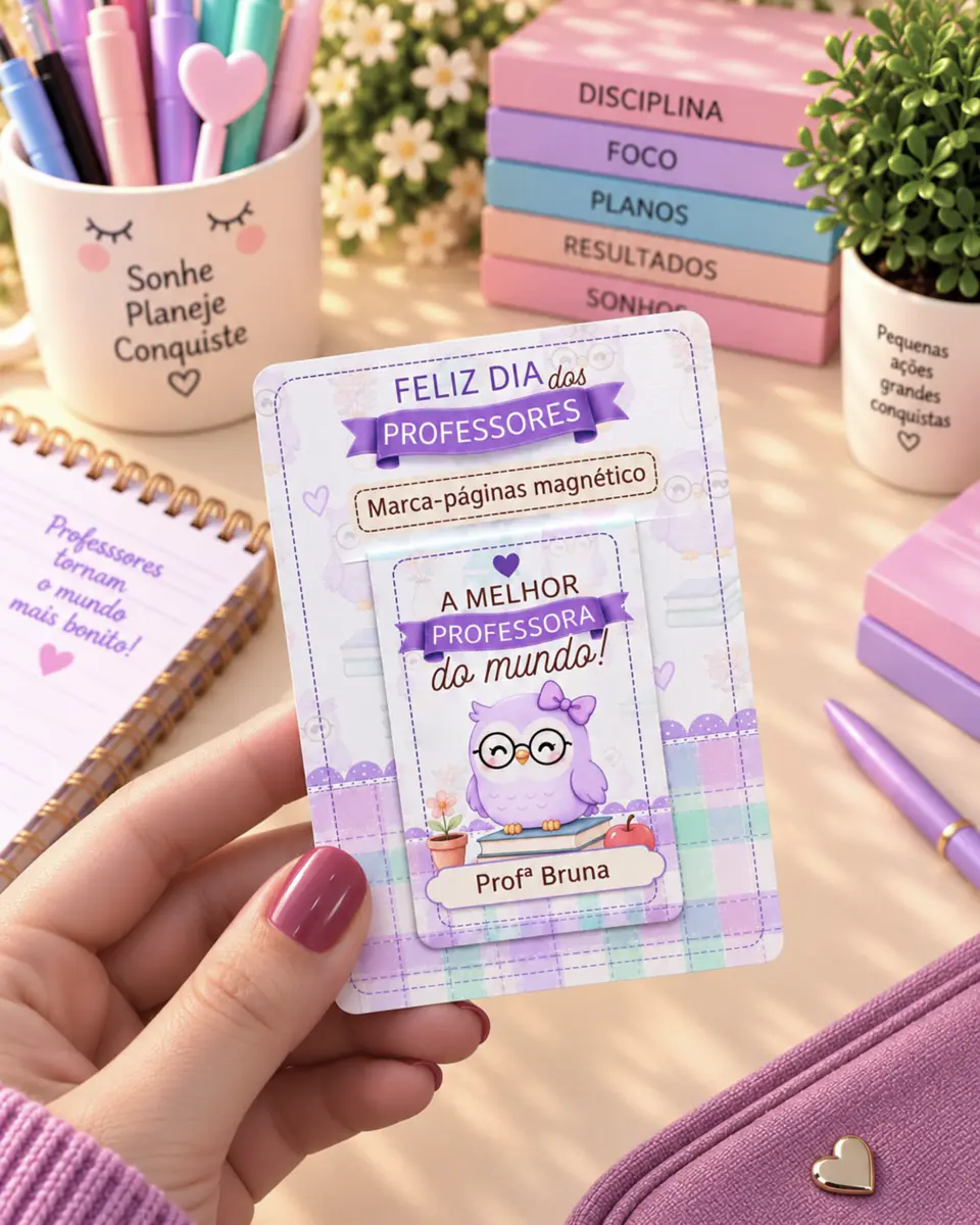 Marca Páginas Magnético com Card e Kit Corujinhas - Dia dos Professores 2026 4
