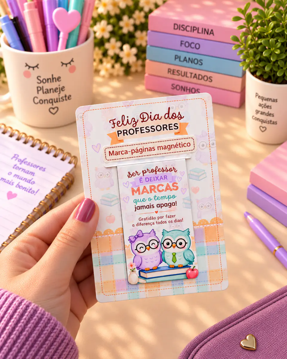 Marca Páginas Magnético com Card e Kit Corujinhas - Dia dos Professores 2026 7