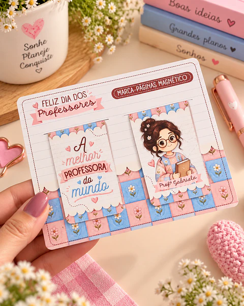 Marca Páginas Magnético com Card e Kit Menininhas - Dia dos Professores 2026