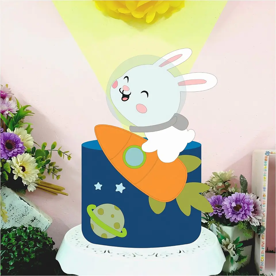Topo de Bolo - Coelhinho Astronauta 1