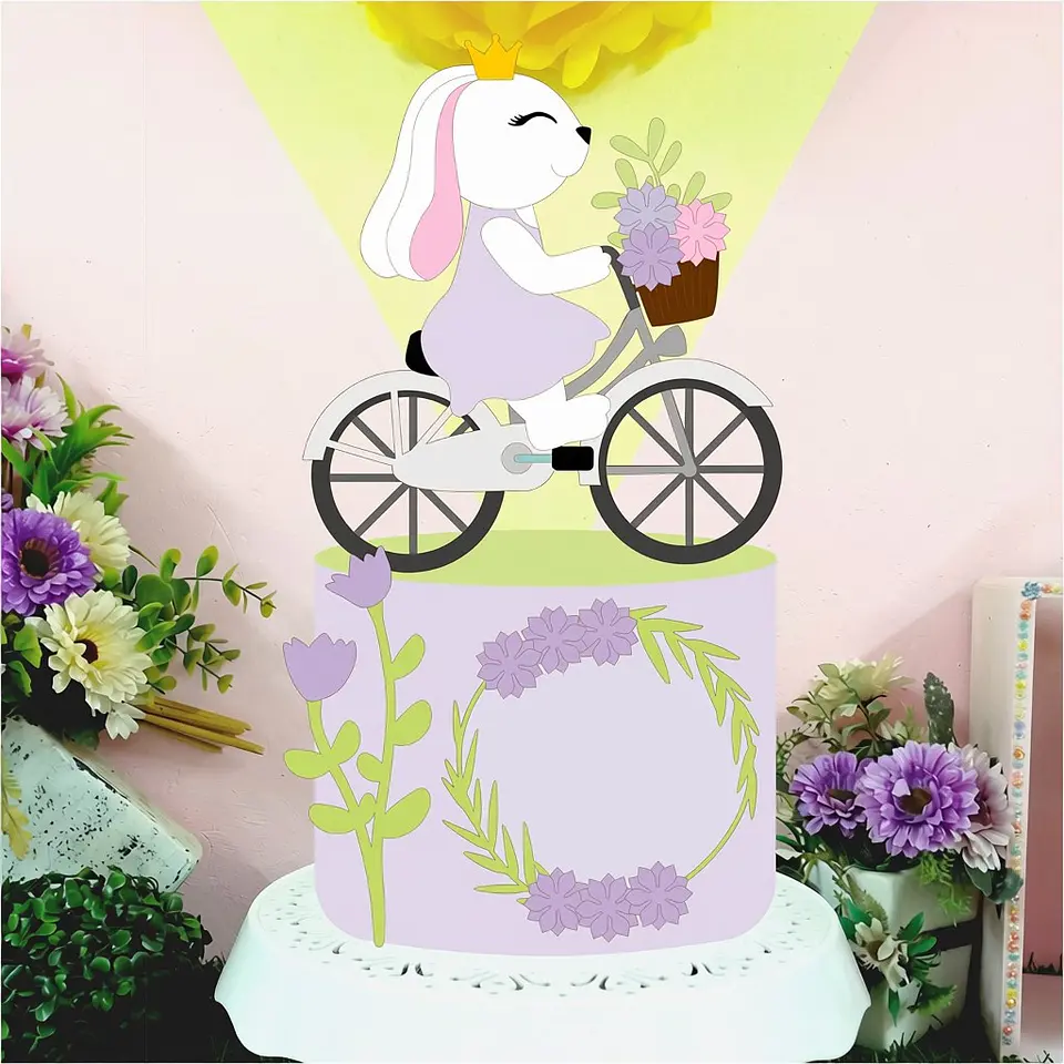 Topo de Bolo - Coelhinha de Bike 1