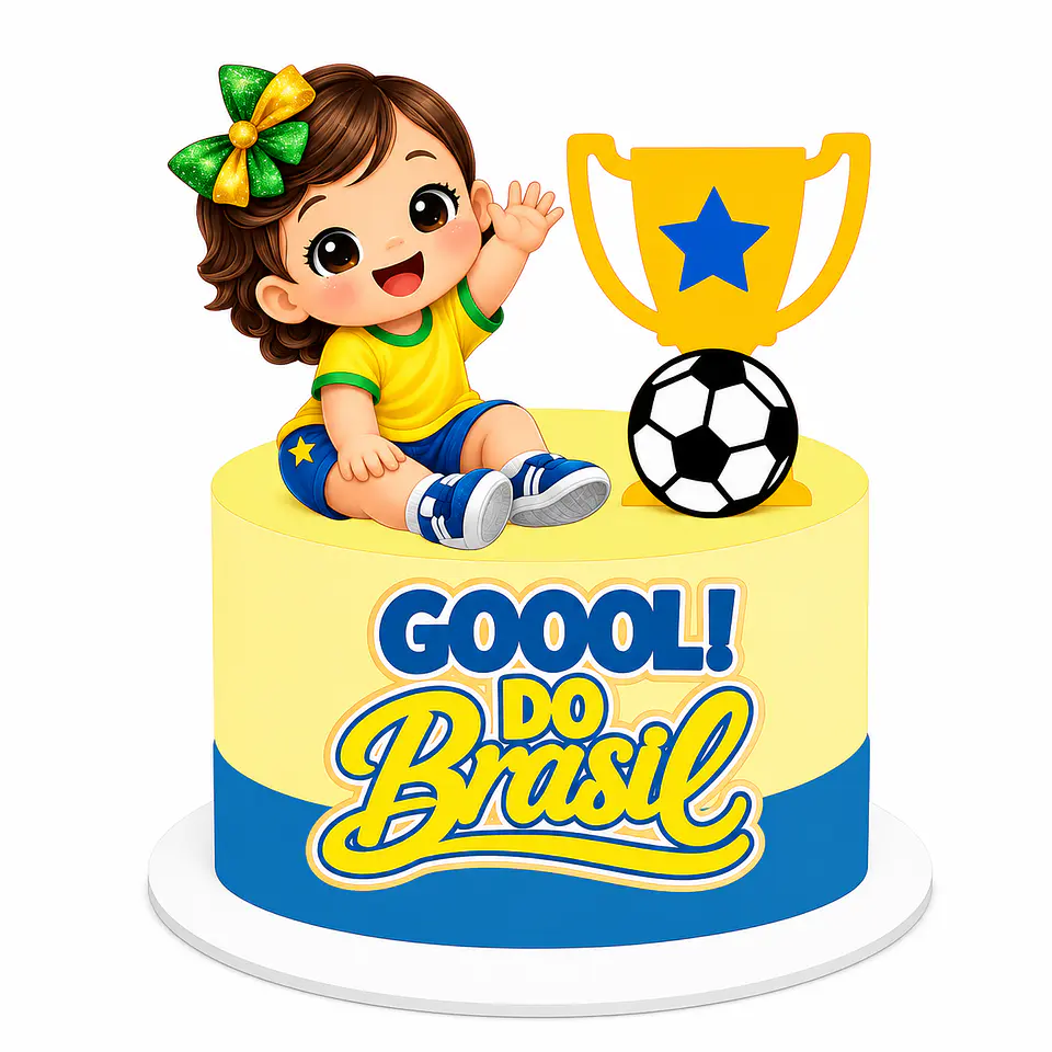 Topo de Bolo - Gol do Brasil Menina 1
