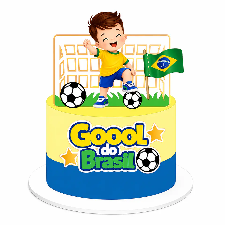 Topo de Bolo - Gol do Brasil Menino 1
