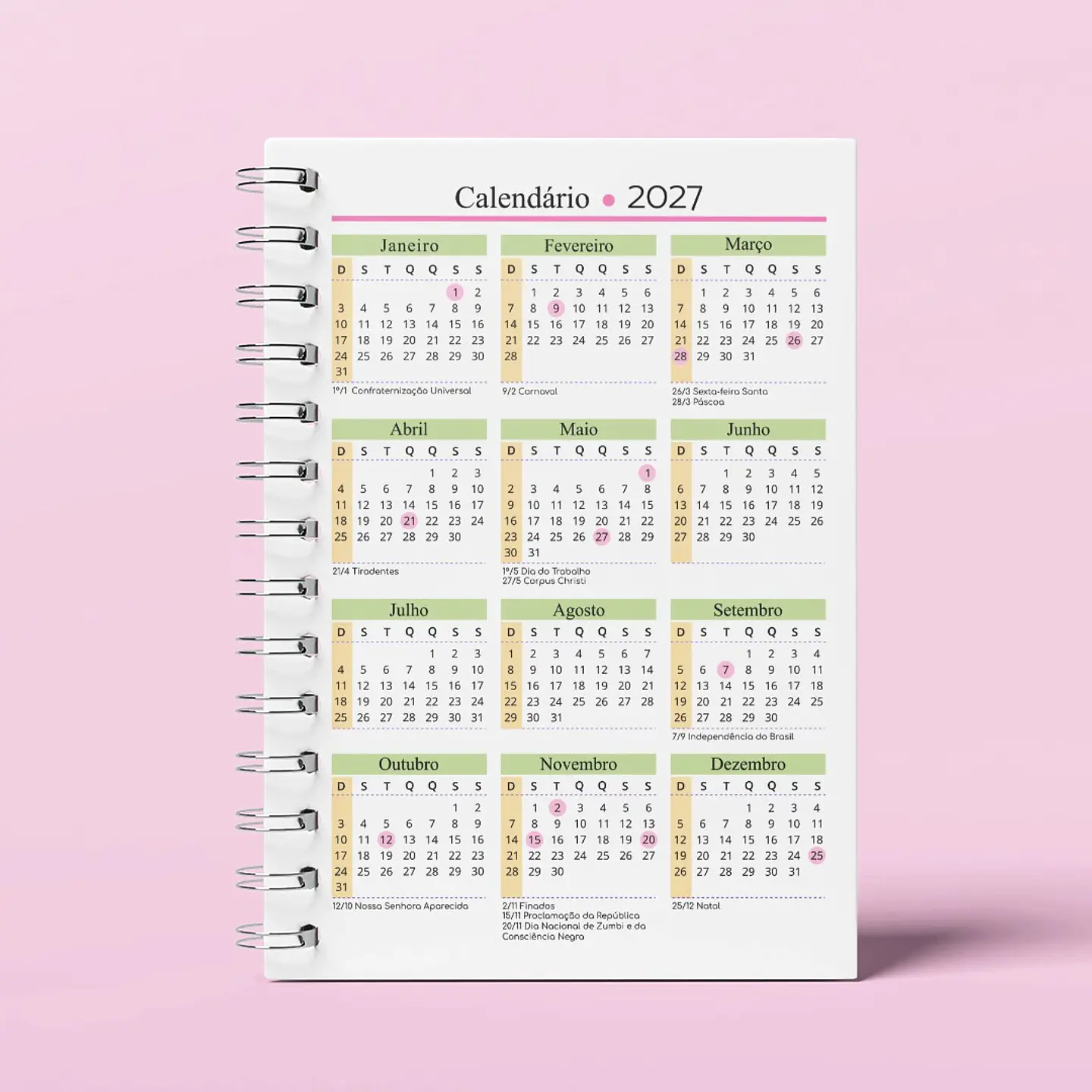 Calendário para Atualização de Agenda 2027-2028 - A5 4