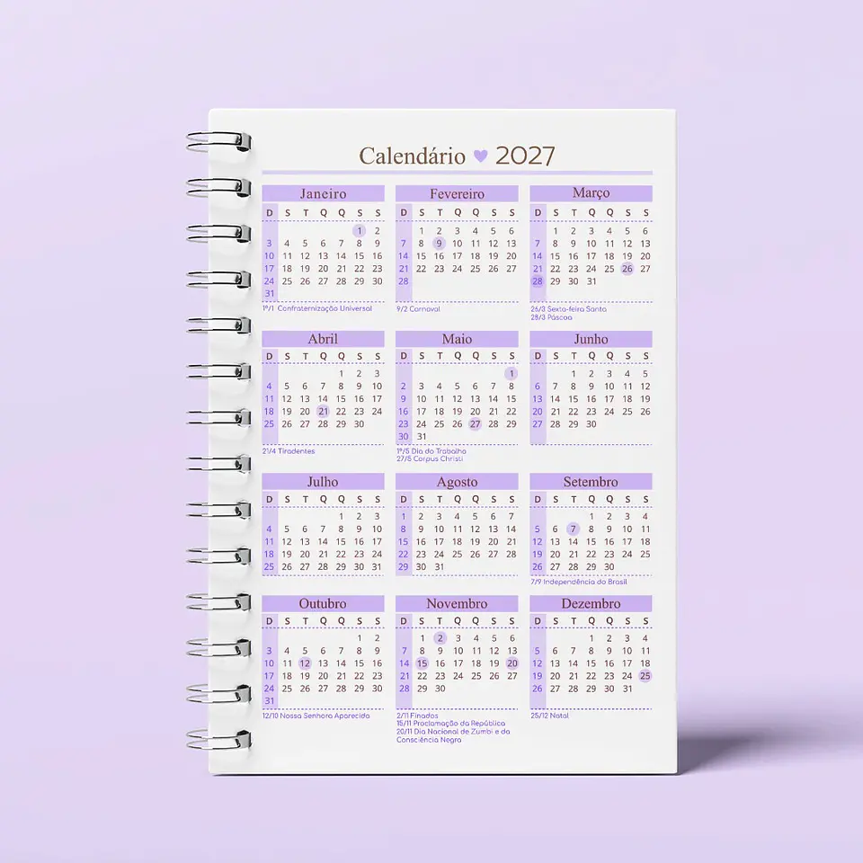 Calendário para Atualização de Agenda 2027-2028 - A5 8