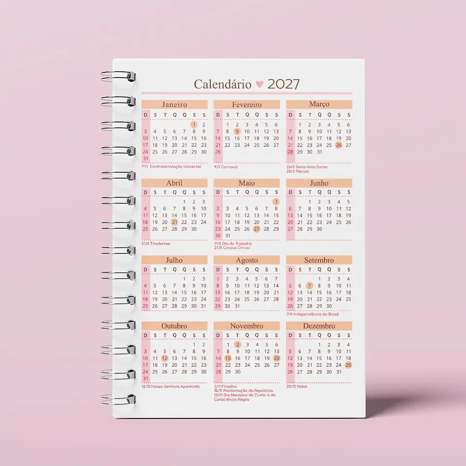 Calendário para Atualização de Agenda 2027-2028 - A5 10