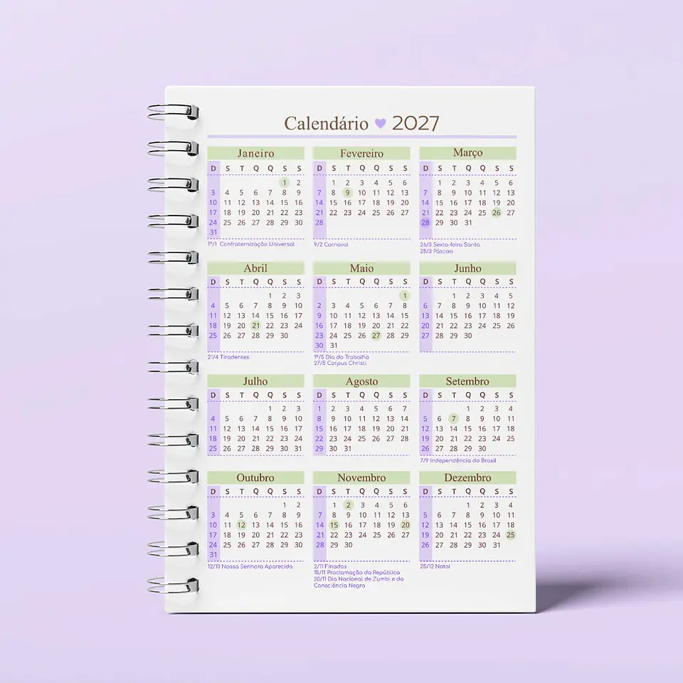 Calendário para Atualização de Agenda 2027-2028 - A5 11