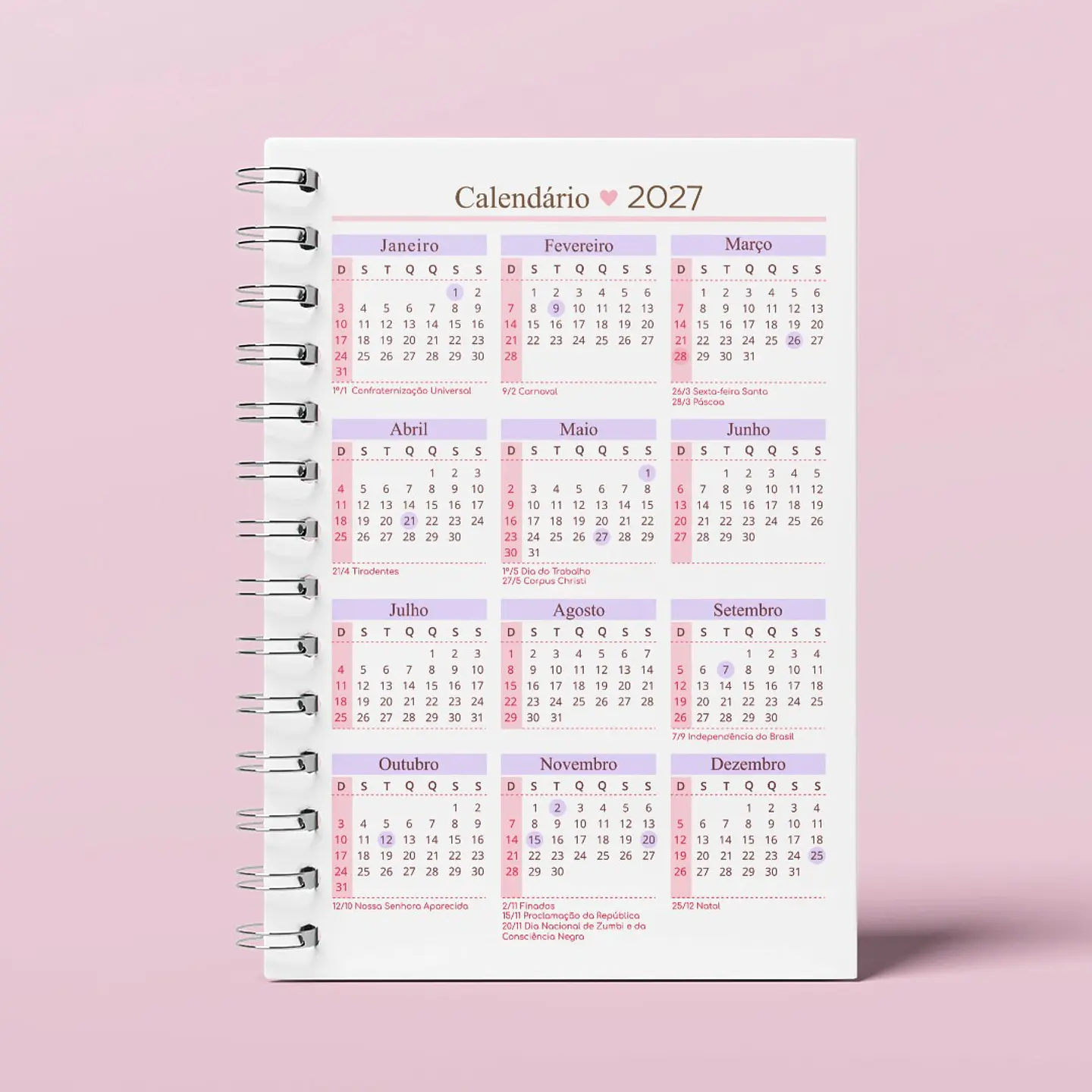 Calendário para Atualização de Agenda 2027-2028 - A5 12