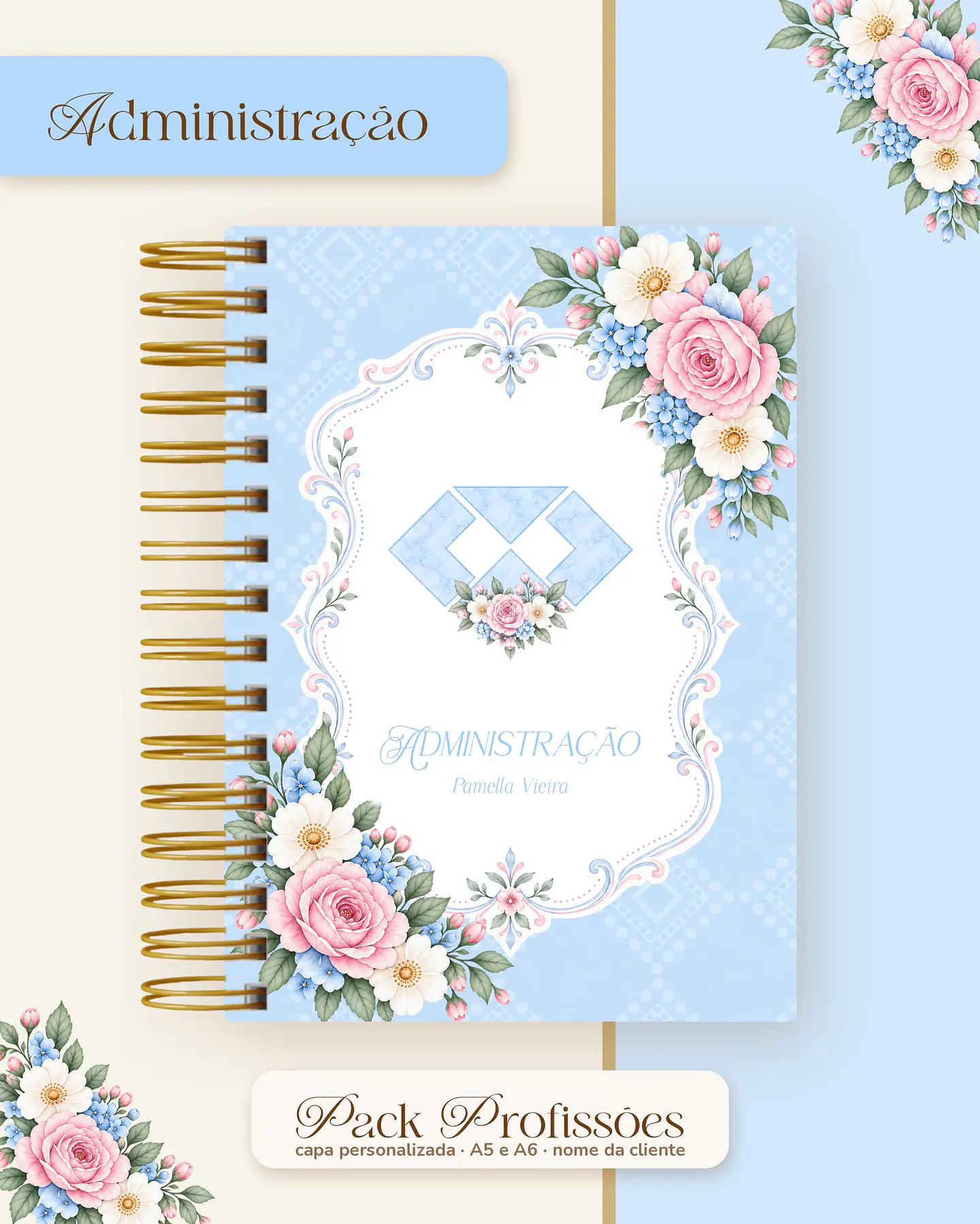 Pack Profissões 2027 - Floral Azul 3
