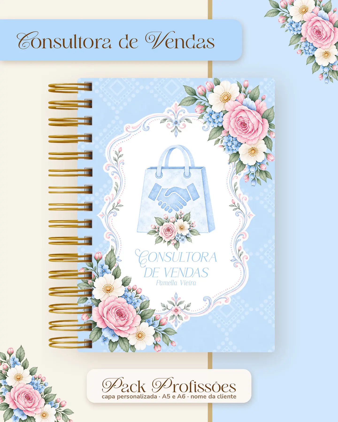 Pack Profissões 2027 - Floral Azul 6