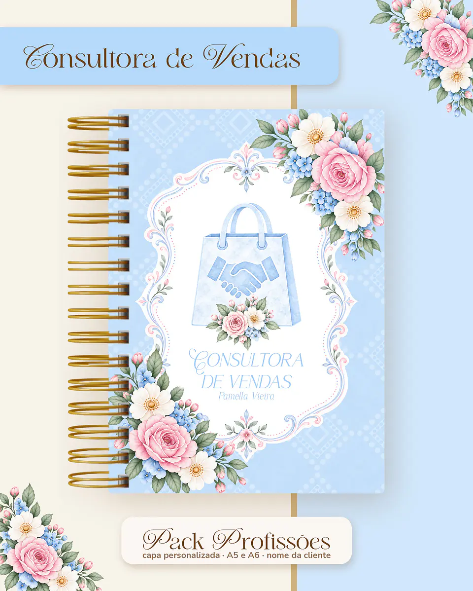 Pack Profissões 2027 - Floral Azul 6