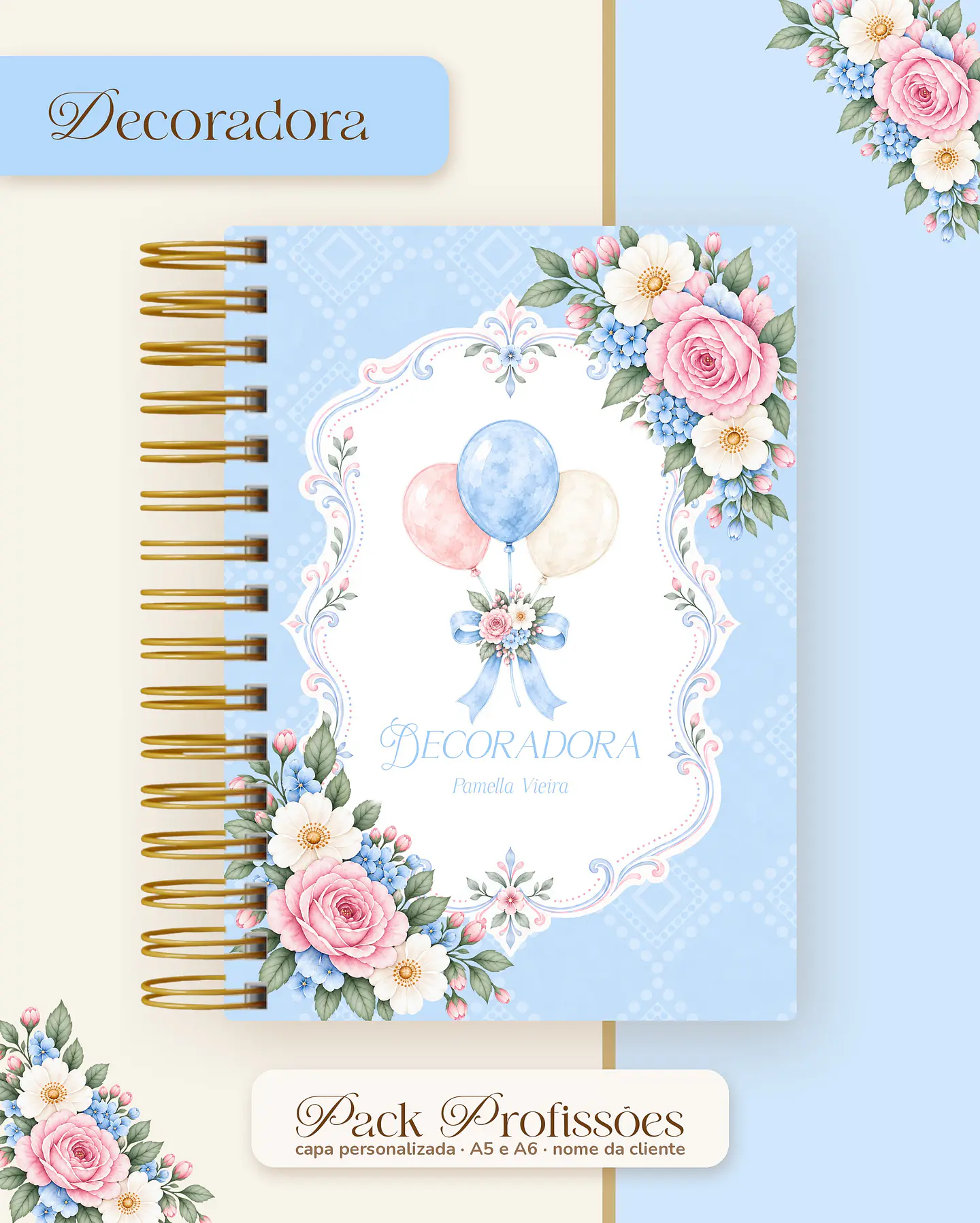 Pack Profissões 2027 - Floral Azul 9