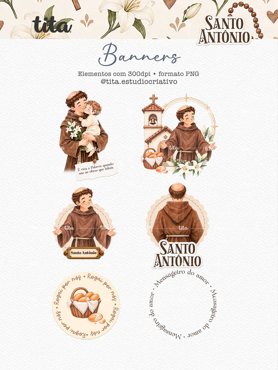 Santos - Combo Ilustrações 02 (Antônio, Francisco e Pedro) 12