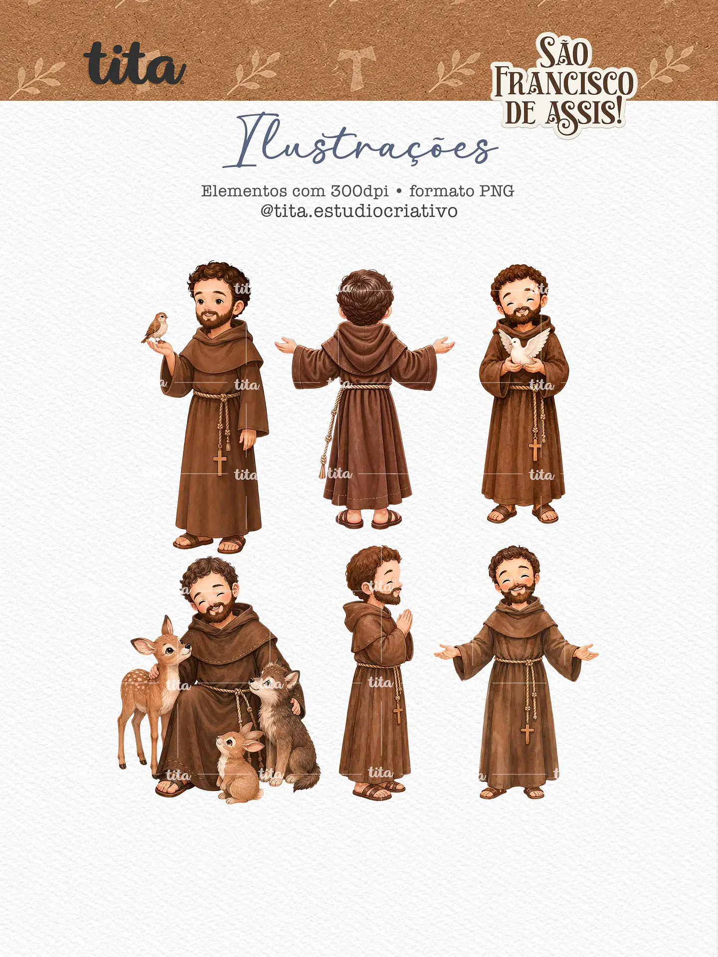 Santos - Combo Ilustrações 02 (Antônio, Francisco e Pedro) 14