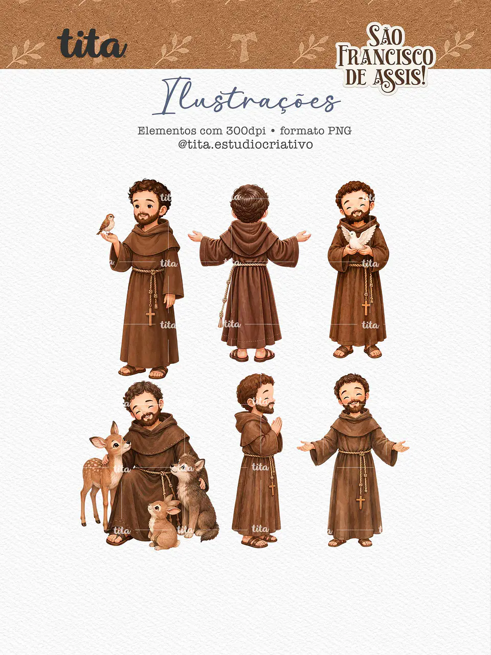 Santos - Combo Ilustrações 02 (Antônio, Francisco e Pedro) 14