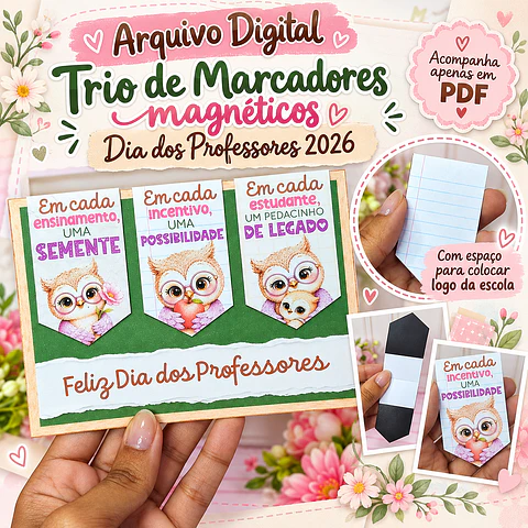 Trio de Marcadores Magnéticos - Dia dos Professores 2026