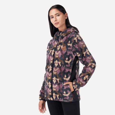 Chaqueta Mujer Calur-Oso Print Burdeo Haka Honu