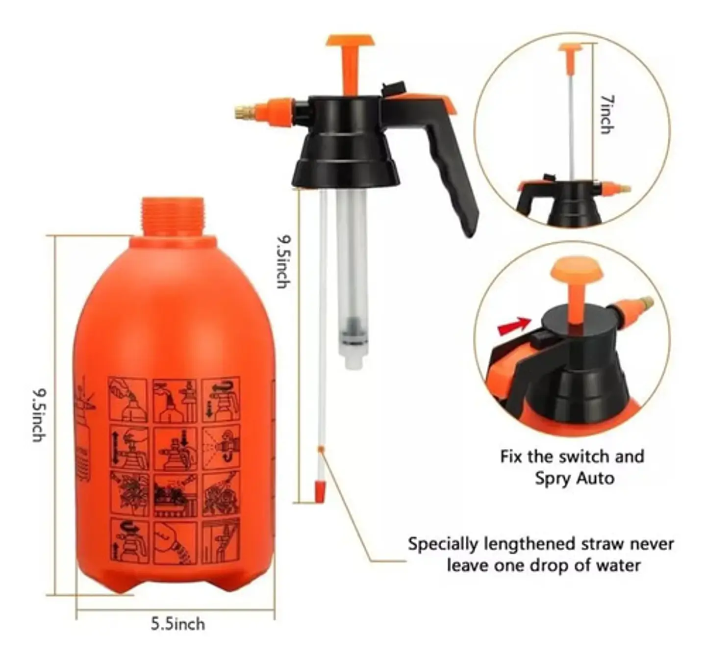 Pulverizador Manual 2l Genérica Compresión Previa 3
