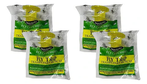 Pack 4 Atrapa Moscas Colgante Con Atrayente Desechable.
