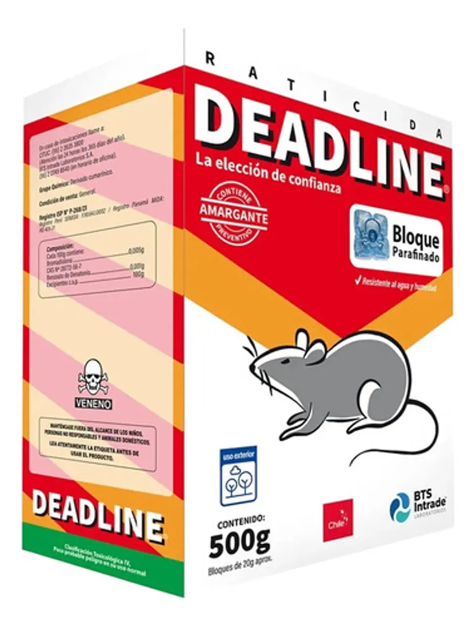 Veneno Raticida Deadline Bloque Parafinado, 500gr. 1
