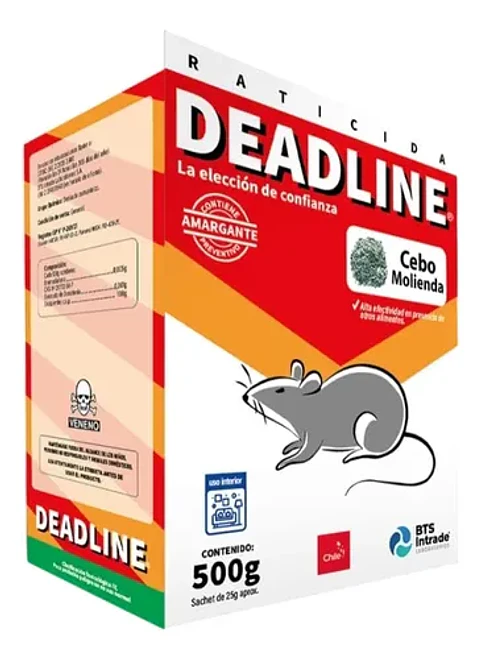 Veneno Raticida Deadline Cebo Molienda, 500 Gr.