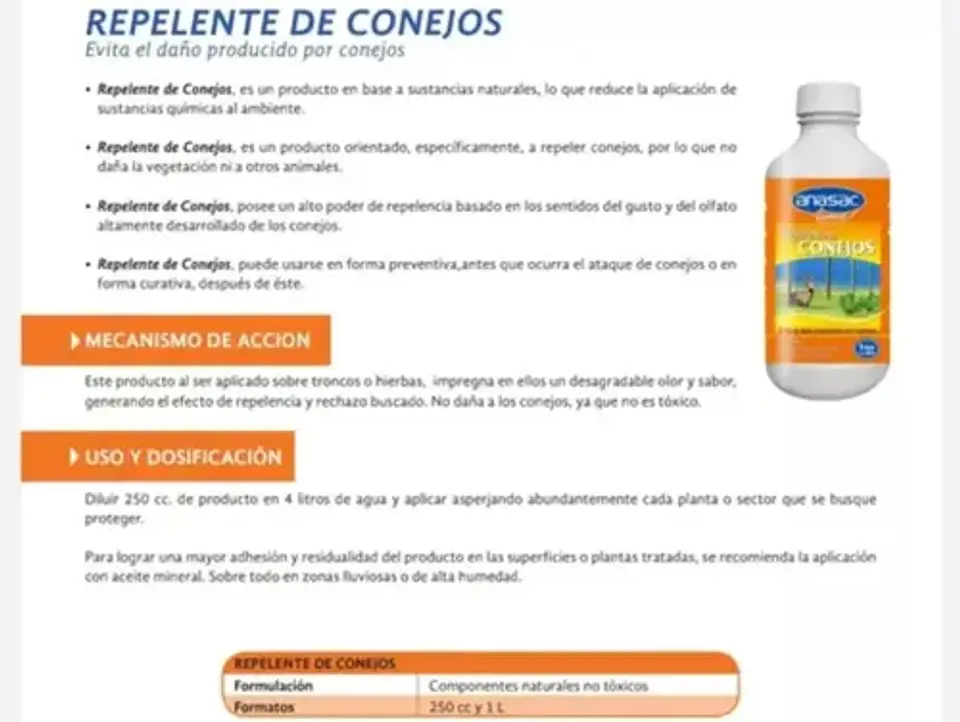 Repelente Conejos Sl 250cc Anasac 5