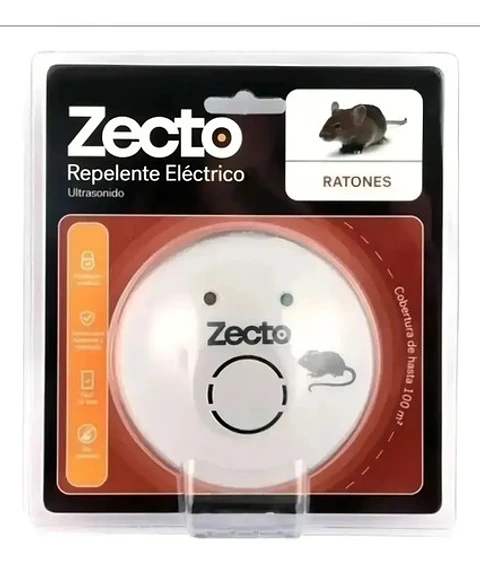 Repelente Eléctrico Ratones, Ultrasonido, Zecto.