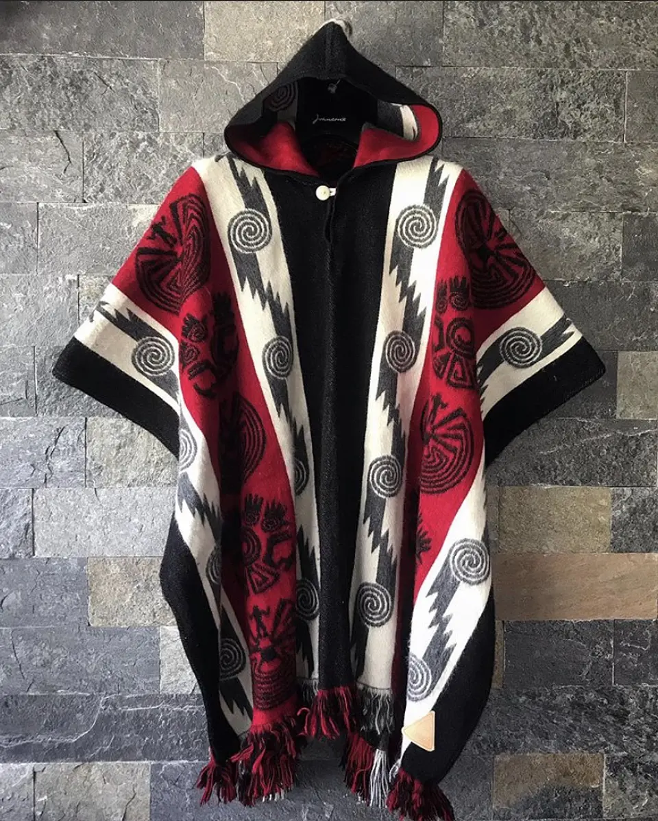 Red Tribal Poncho 1