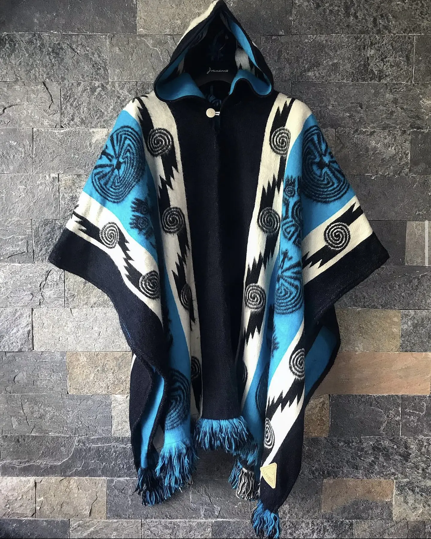 Poncho Tribal Celeste 1