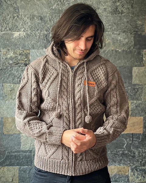 Poleron Trenzado Cafe Claro