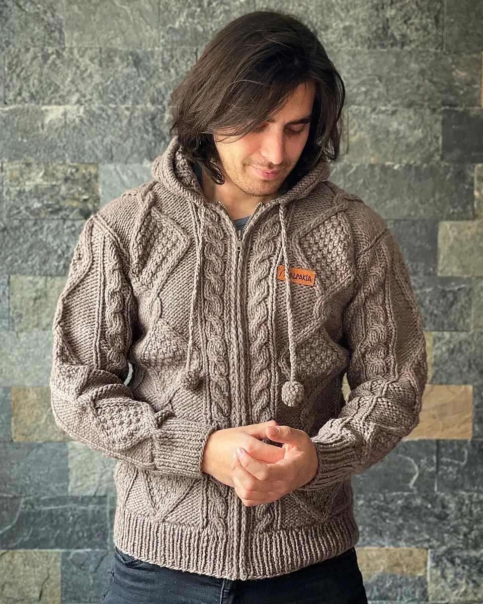 Poleron Trenzado Cafe Claro 1