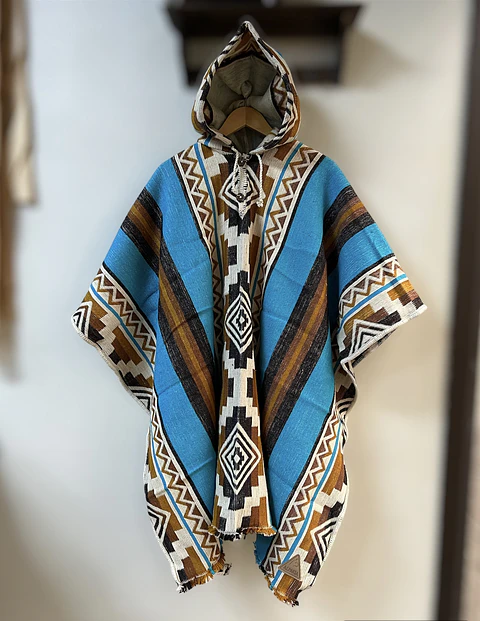 Poncho Telar Premium Turquesa 