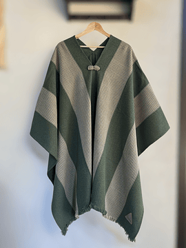 Poncho  Tradicional Exclusivo Verde Rayas