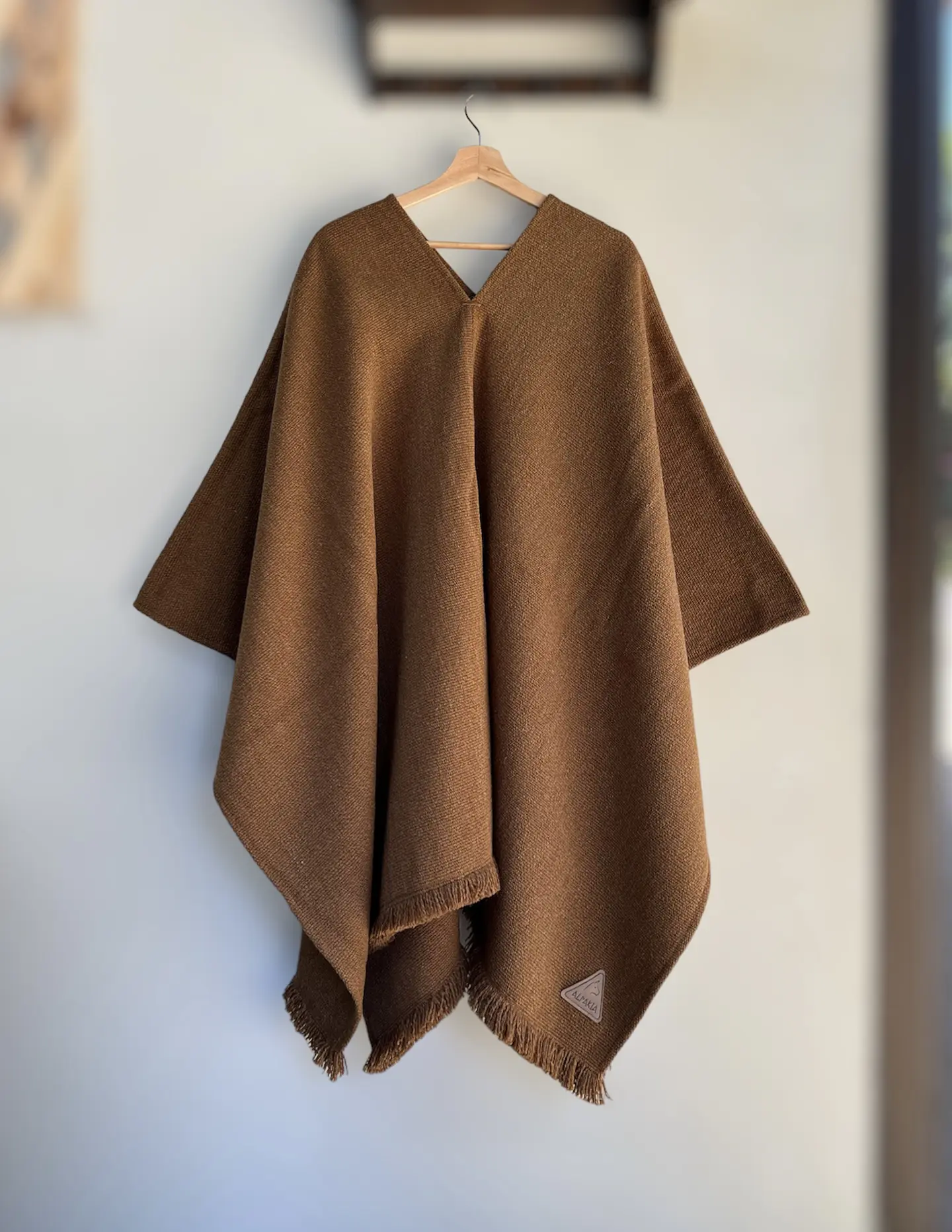 Poncho Alpaca Gonden Premium Café Tradicional 1