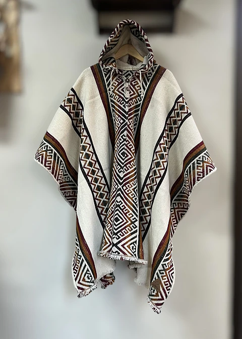 Poncho Telar Vikingo Blanco