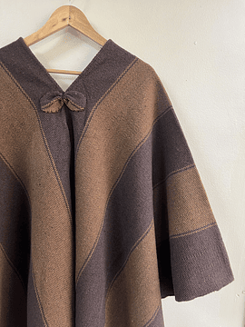 Poncho Premium Traeicional Rayas Café