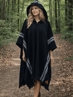 Poncho Exclusivo Negro Raya