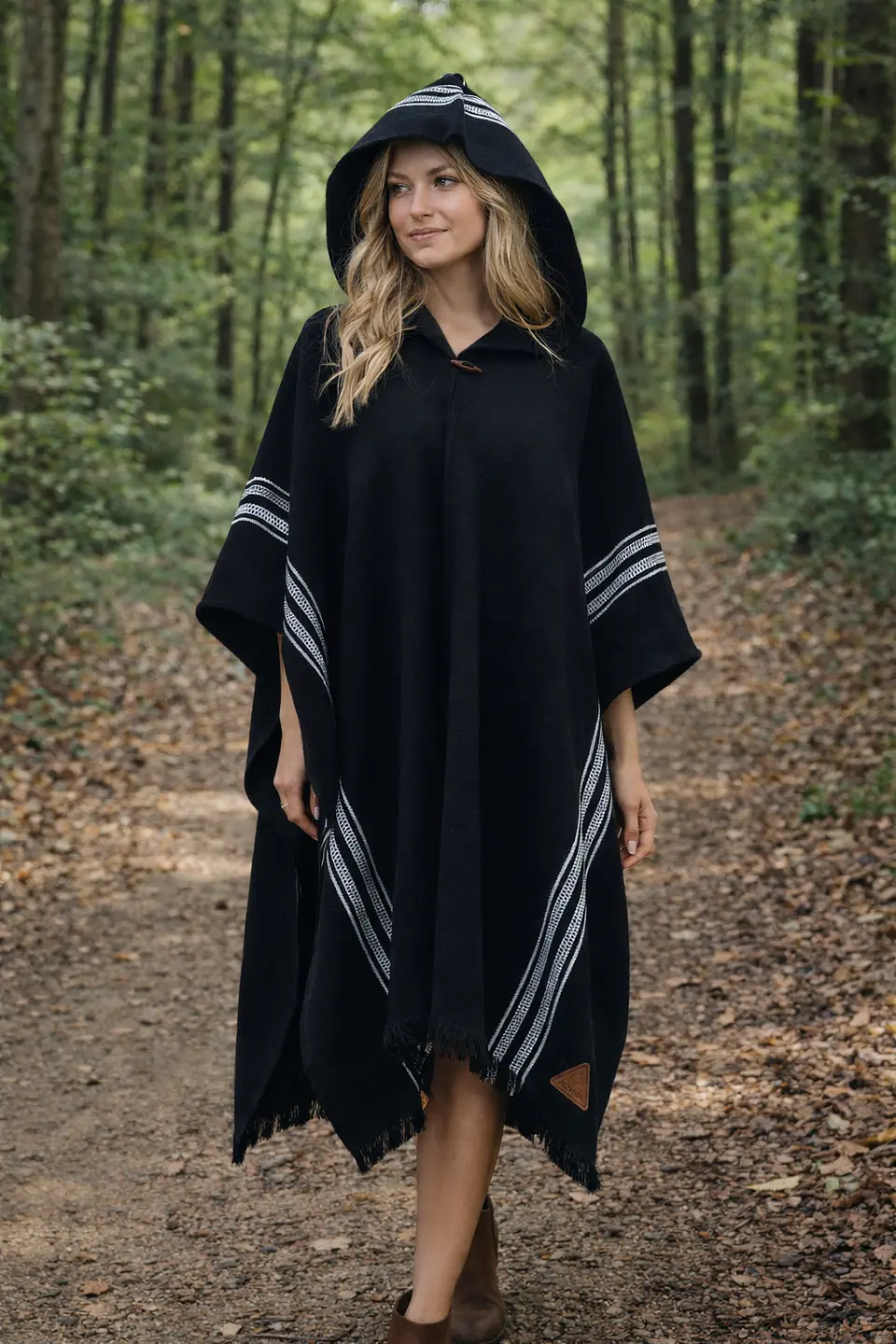 Poncho Exclusivo Negro Raya 2
