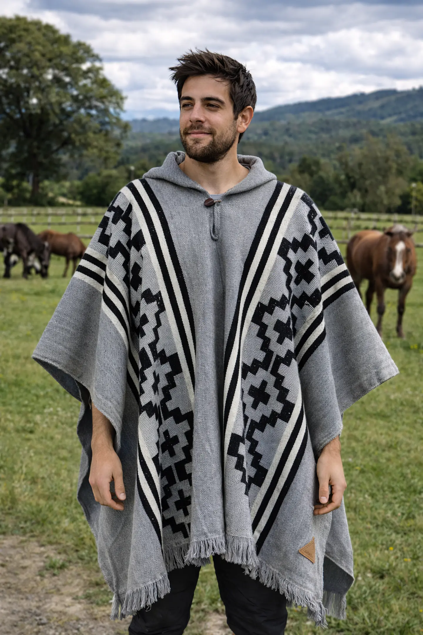 Poncho Araucano Gris 2