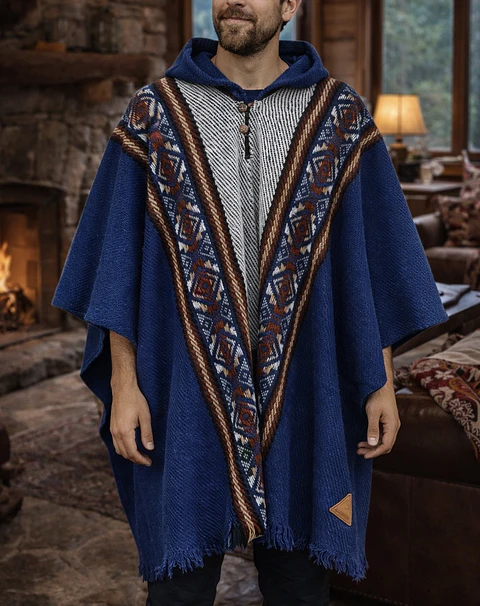 Poncho Capucha Azul
