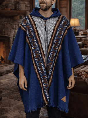 Poncho Capucha Azul