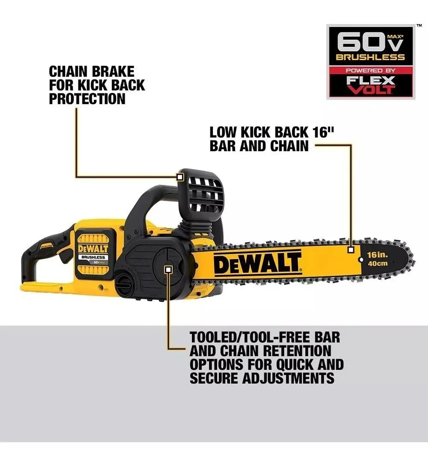 Motosierra Eléctrica Dewalt Dccs670x1 60v 3