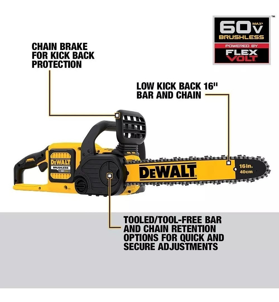 Motosierra Eléctrica Dewalt Dccs670x1 60v 3