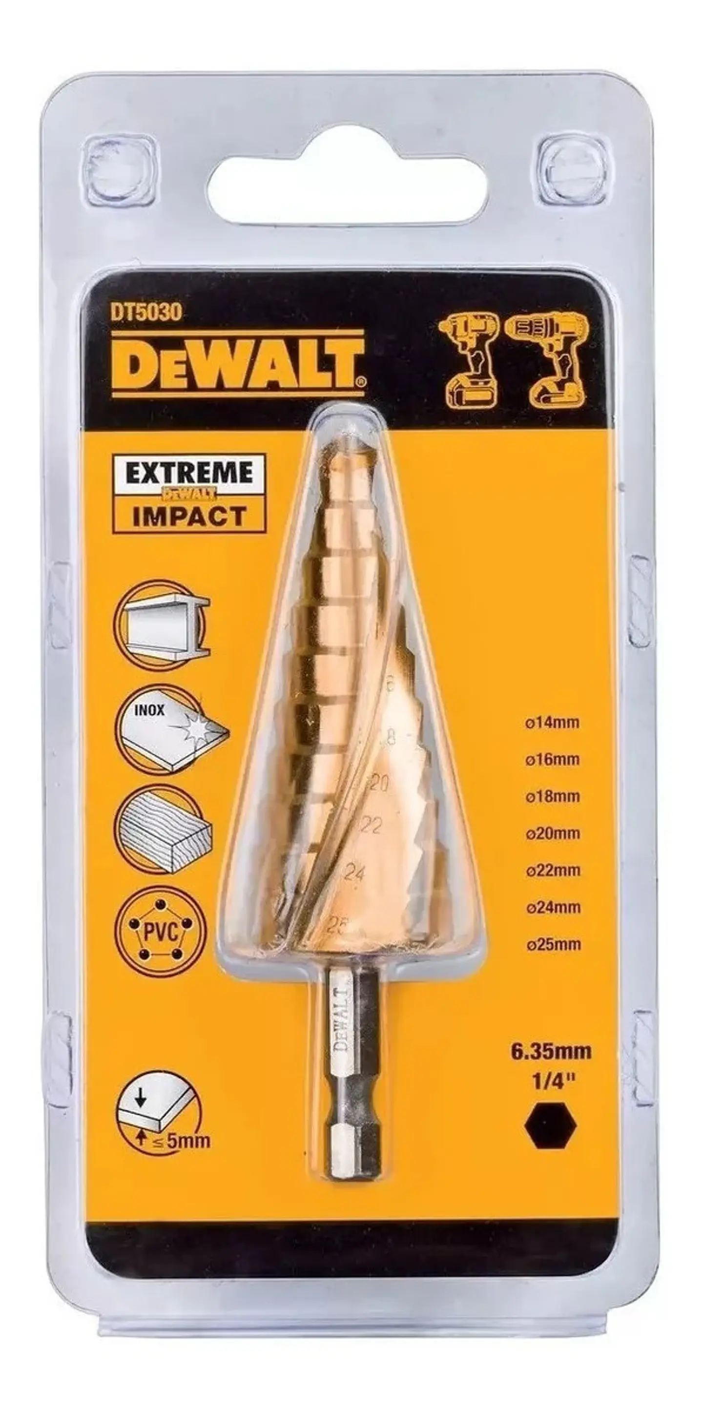 Broca Escalonada 14-16-18-20-22-24-25mm Dewalt DT5030-QZ 4