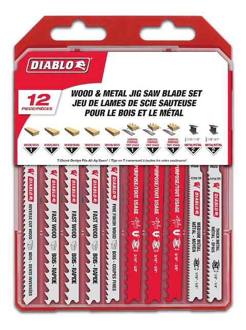 Hojas De Sierra Caladora, Vástago En T(12 Uni.) Diablo